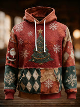 Herren Vintage Weihnachts druck Übergroßer Schulter-Hoodie mit Taschen